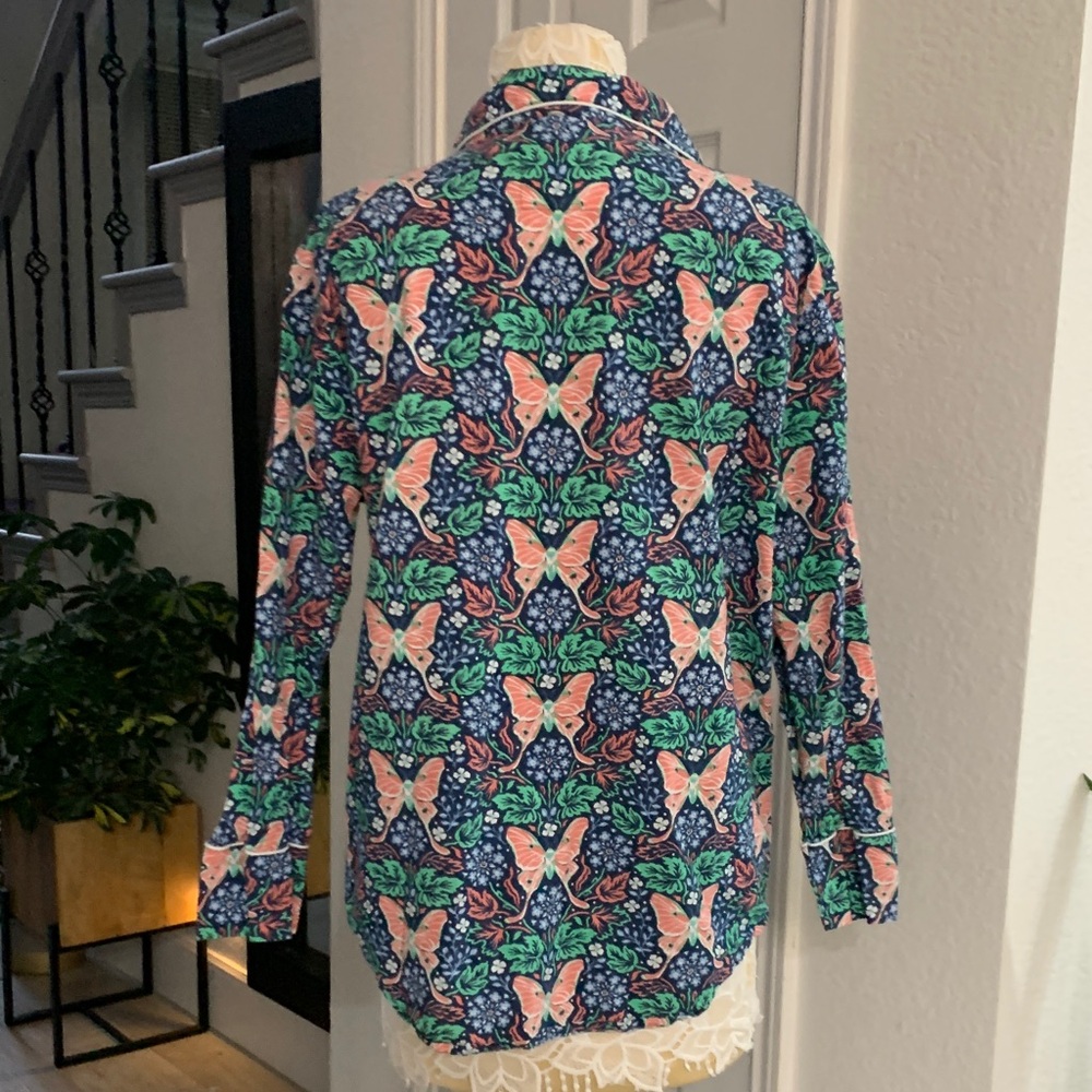 Printfresh x Anthropologie Butterfly Organic Cotton Pajama Top Shirt M - Picture 6 of 12